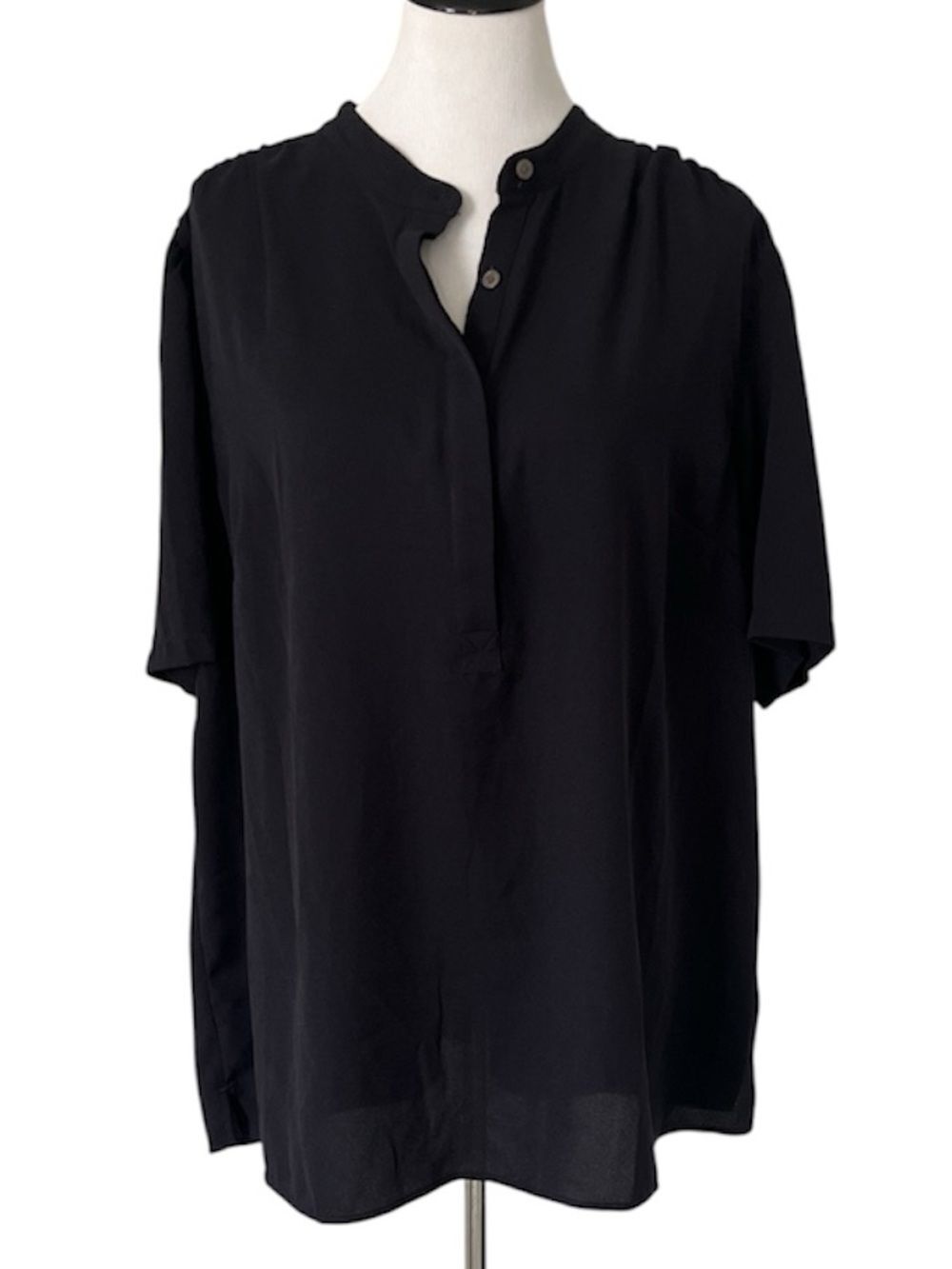 Lands' End Black Short-Sleeve Split-Neck Tunic size 20W